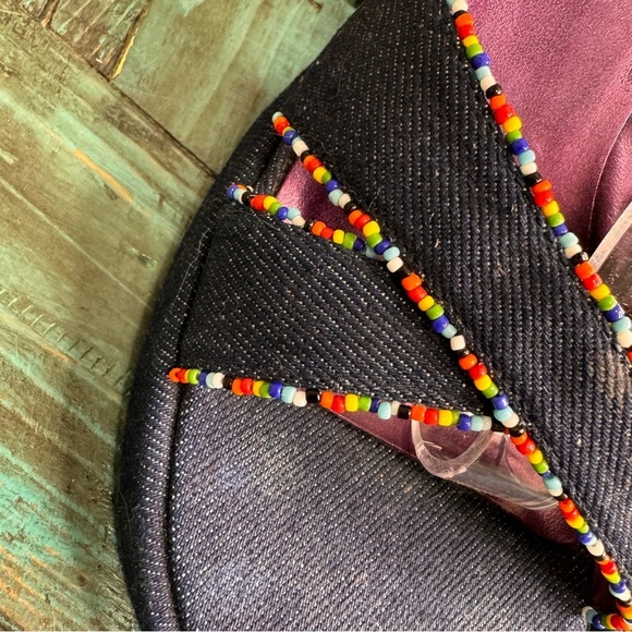 Vintage 725 Originals Denim & Beaded Chunky Platform Sandals Size 8 - Picture 7 of 11